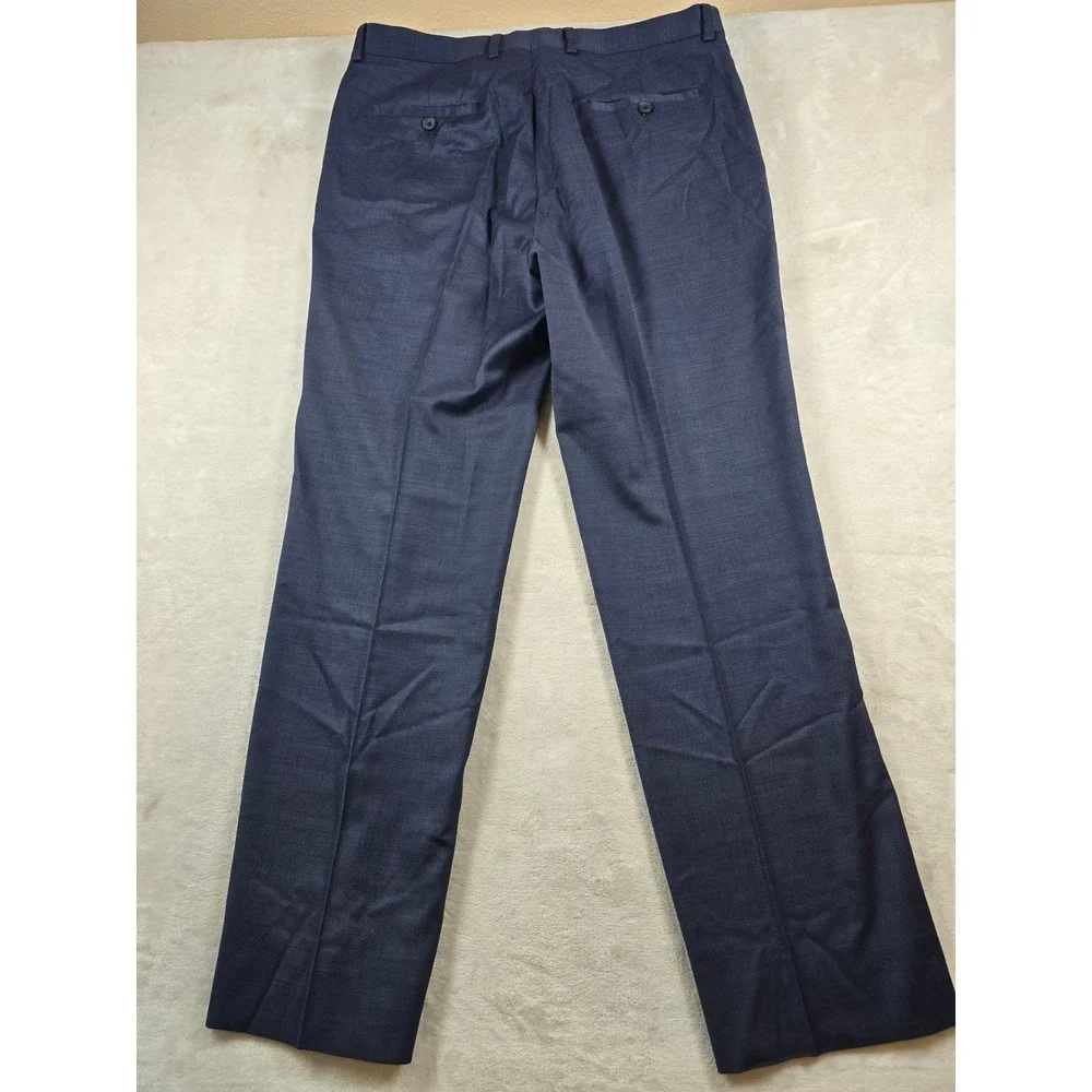 Kenneth Cole Suit Mens 42L 2 Piece Pants 36x32 Blue Wool Blend Slim Fit